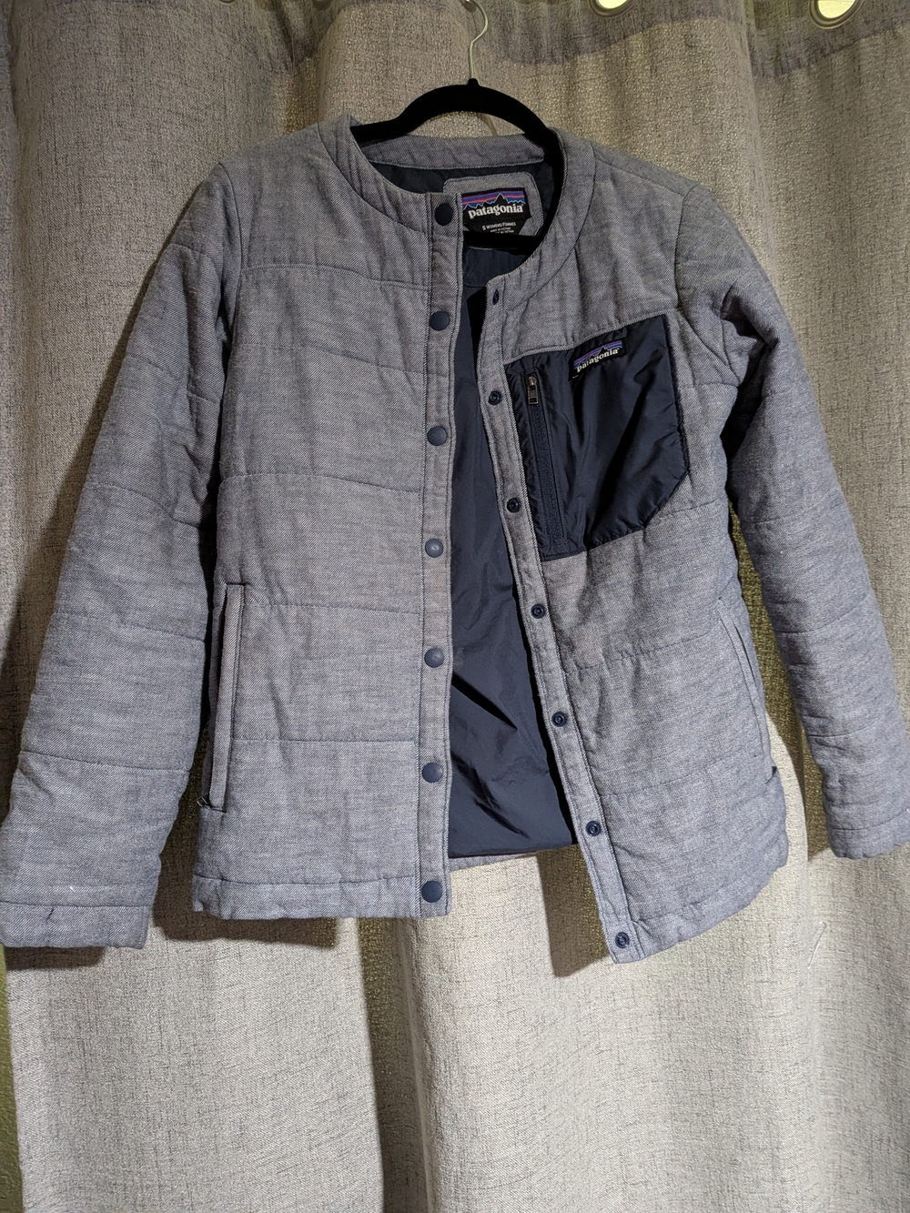 Patagonia Men’s Quilted Puffer Jacket - Gray with Black Chest Pocket